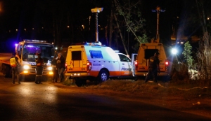 BLUE LIGHTS: Emergency vehicles at the scene of the accident near Crown Mines in Johannesburg. Photo: Raquel De Canha